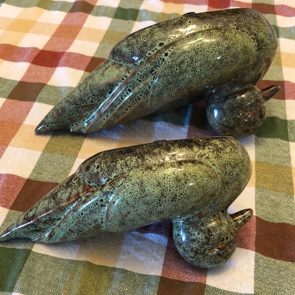 Ceramic ducks mallard water birds mottled green glaze. - Picture 4 of 9